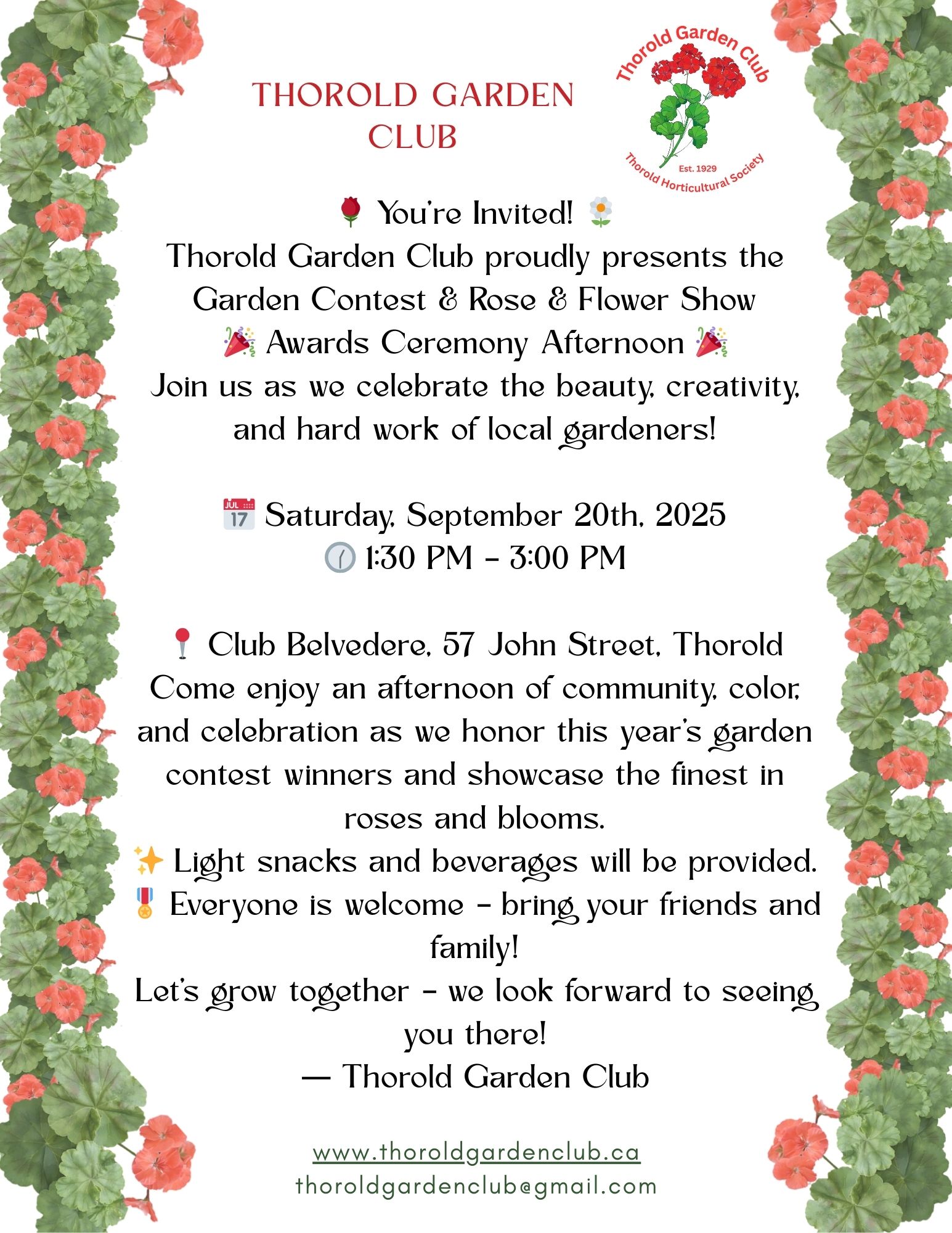 Garden Contest & Rose & Flower Show Awards Ceremony 2025