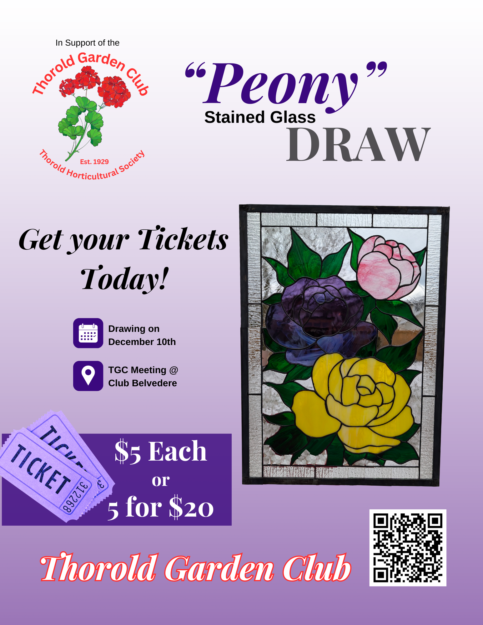 Peony Stained Glass Fundraiser Draw 